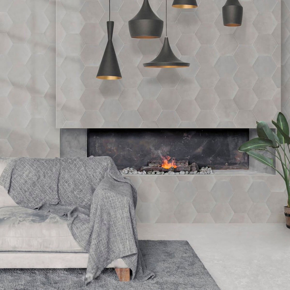 Porcelanato Hexagonal Cemento Liso | Vedek Revestimientos