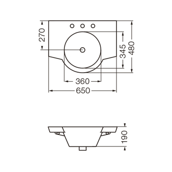 Lavatorio 65 cm 1 agujero Ferrum - Línea Marina | Vedek Revestimientos