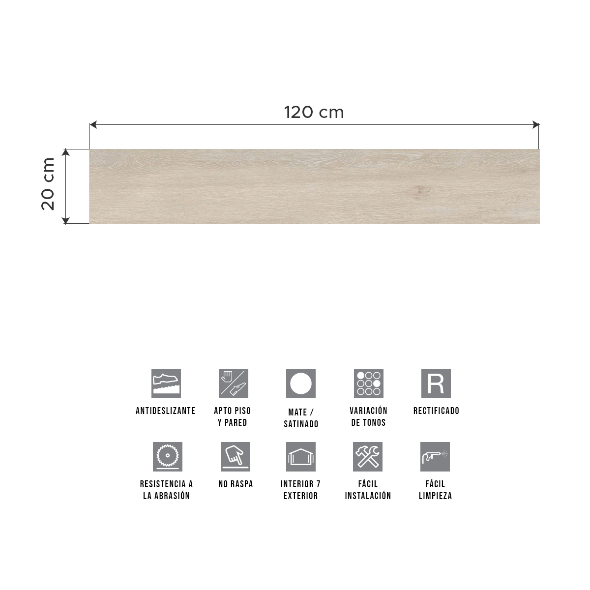 Porcelanato Símil Madera Maryland Haya-20x120 cm | Vedek Revestimientos