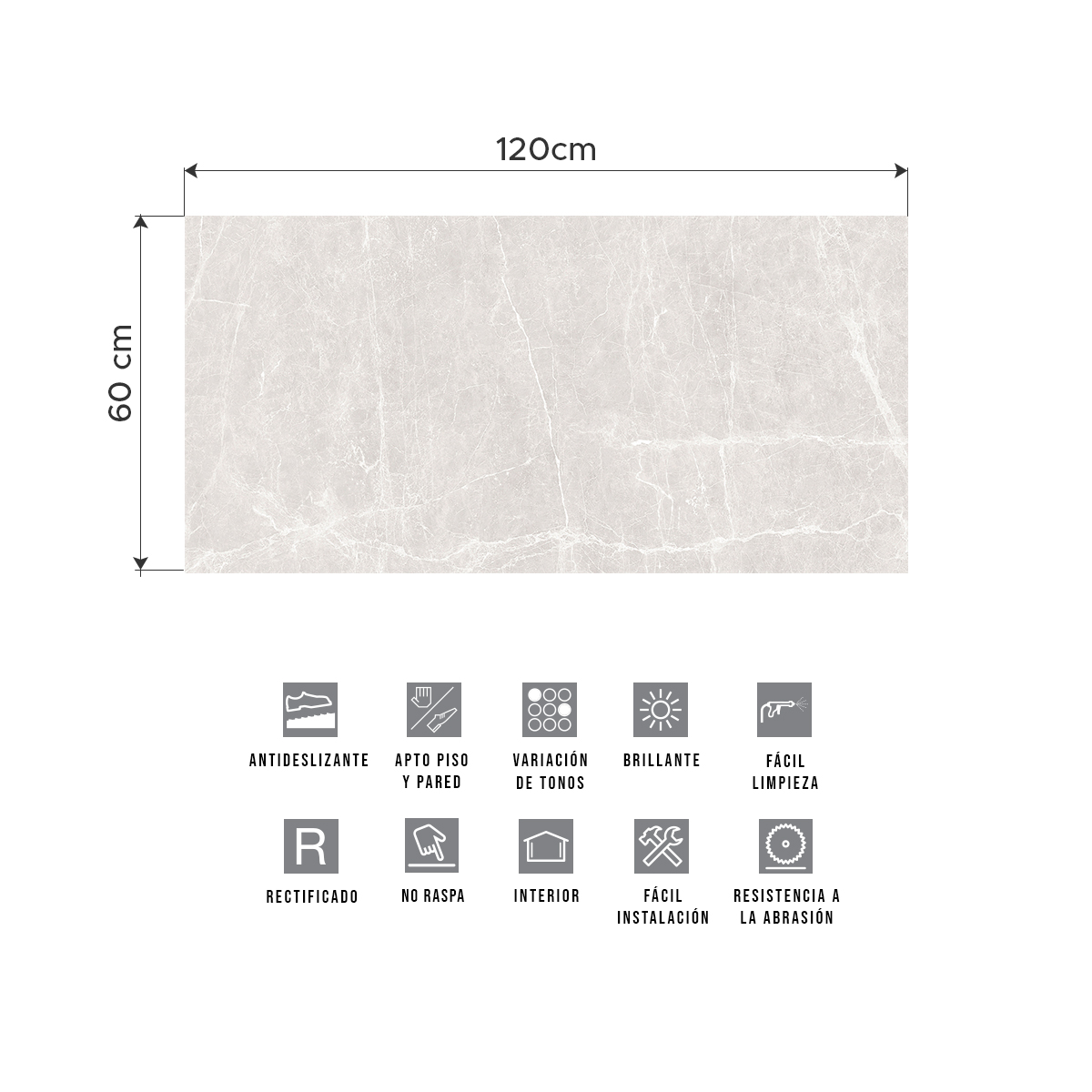 Porcelanato Terre White Full Lappato 120x60 cm | Vedek Revestimientos