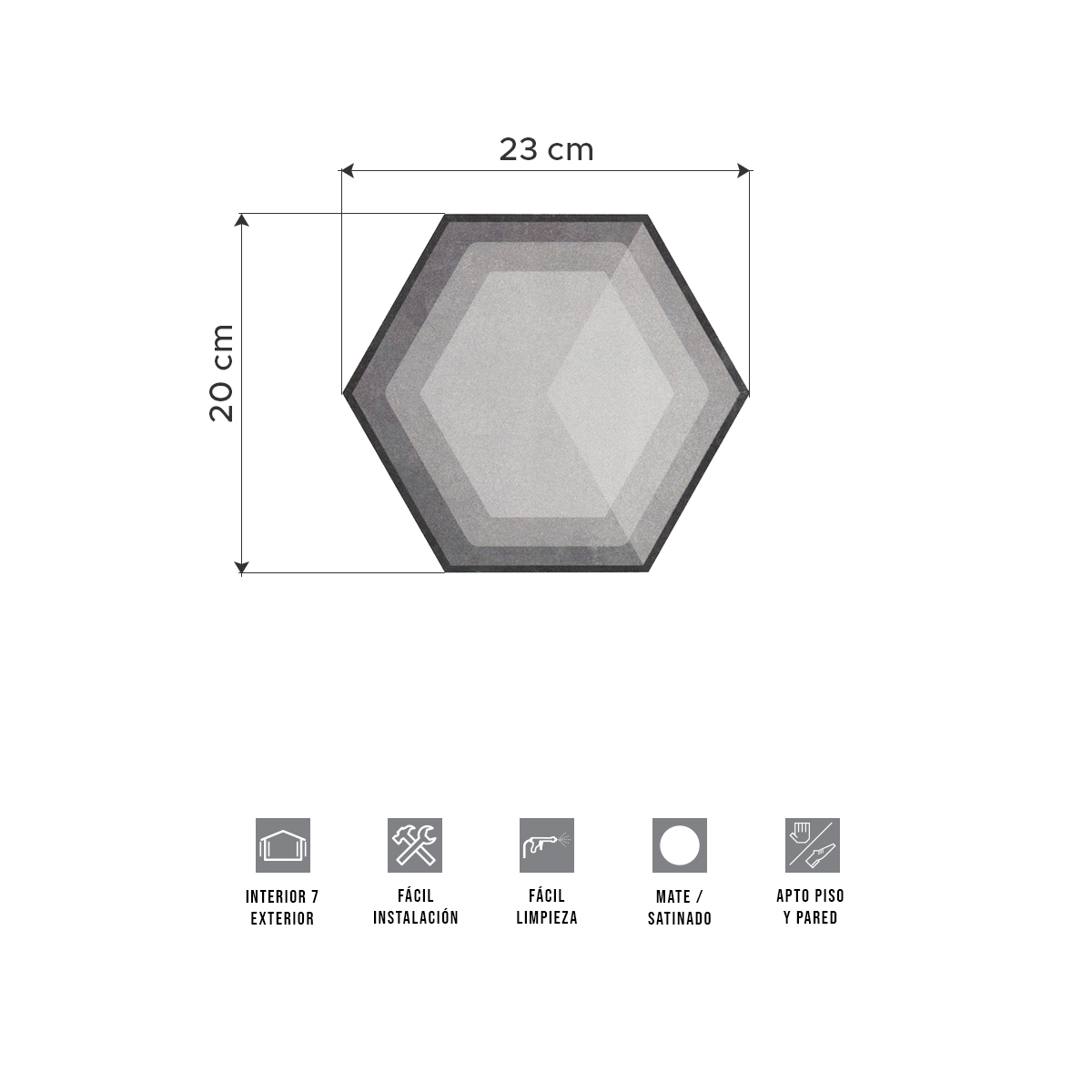 Cerámicas Hexagonales Color Cemento  | Vedek Revestimientos