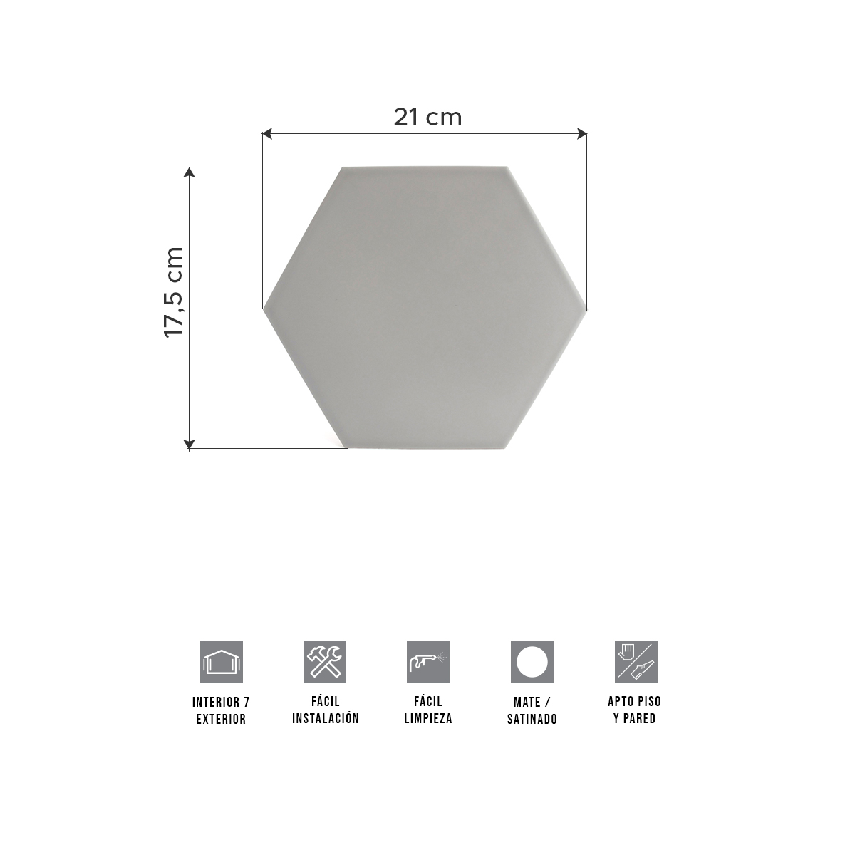 Porcelanato Hexagonal Cemento Liso | Vedek Revestimientos