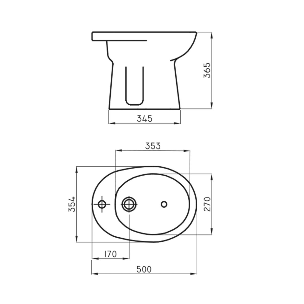 Bidet 1 agujero Ferrum - Línea Andina | Vedek Revestimientos