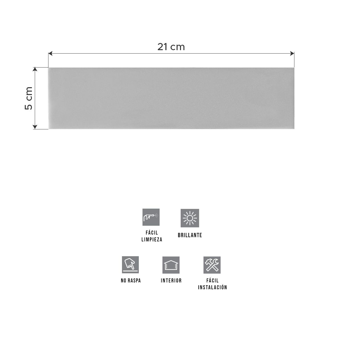 Cerámica Finlandia Cinza Gris 5x21 cm | Vedek Revestimientos