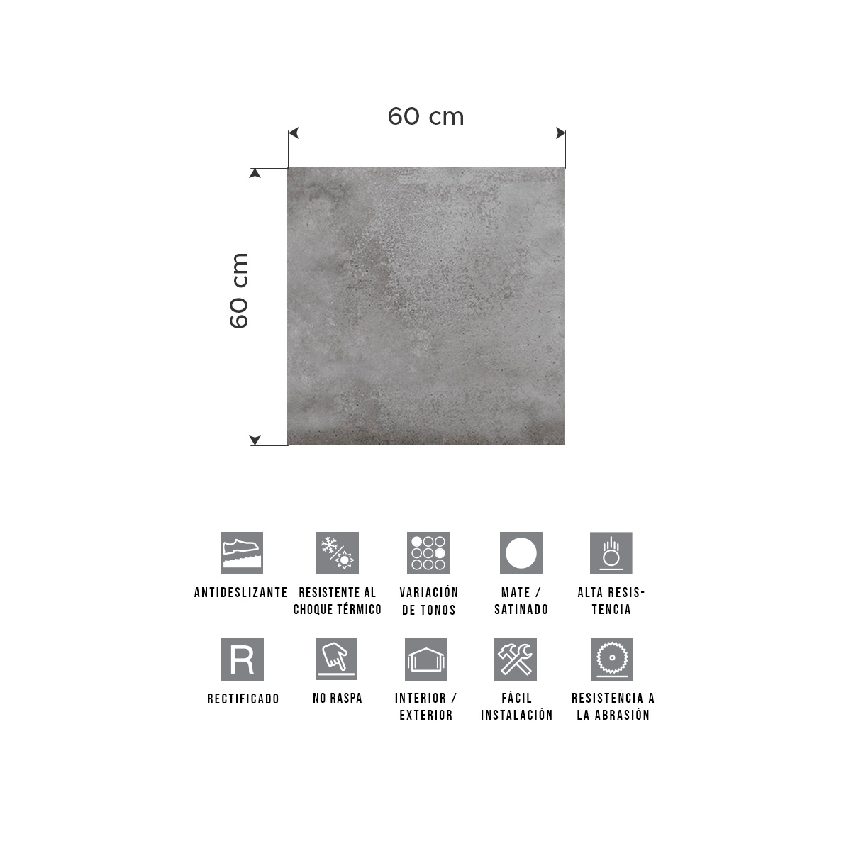 Porcelanato Clay Grey Stone 60x60 Antideslizante R11 | Vedek Revestimientos