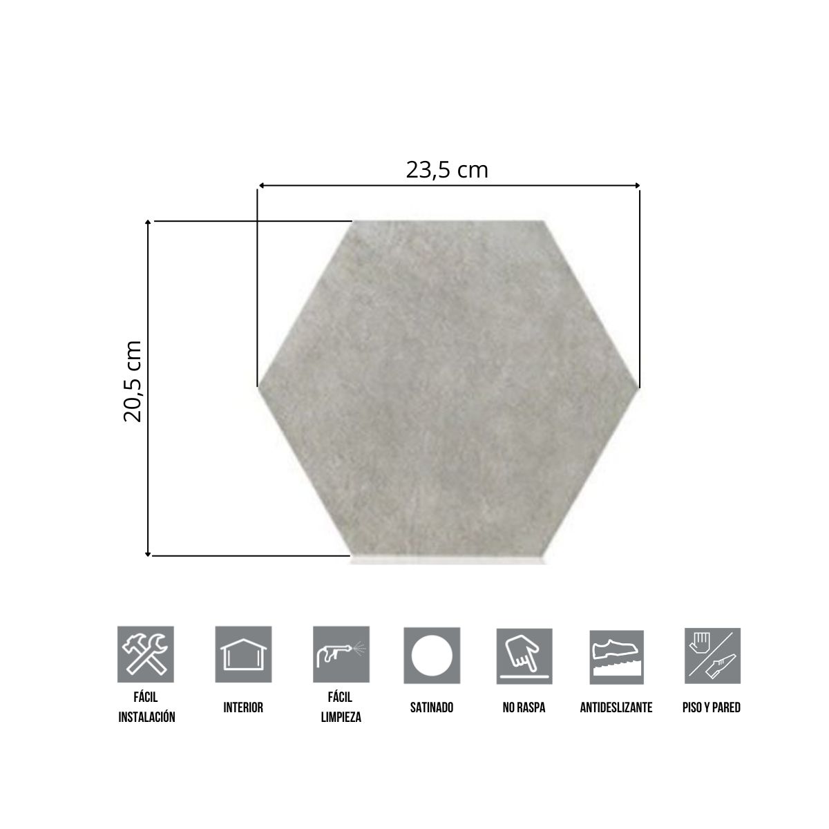 Porcelanato Hexagonal Mini Piú Marfil  20,5 x 23,5 cm | Vedek Revestimientos