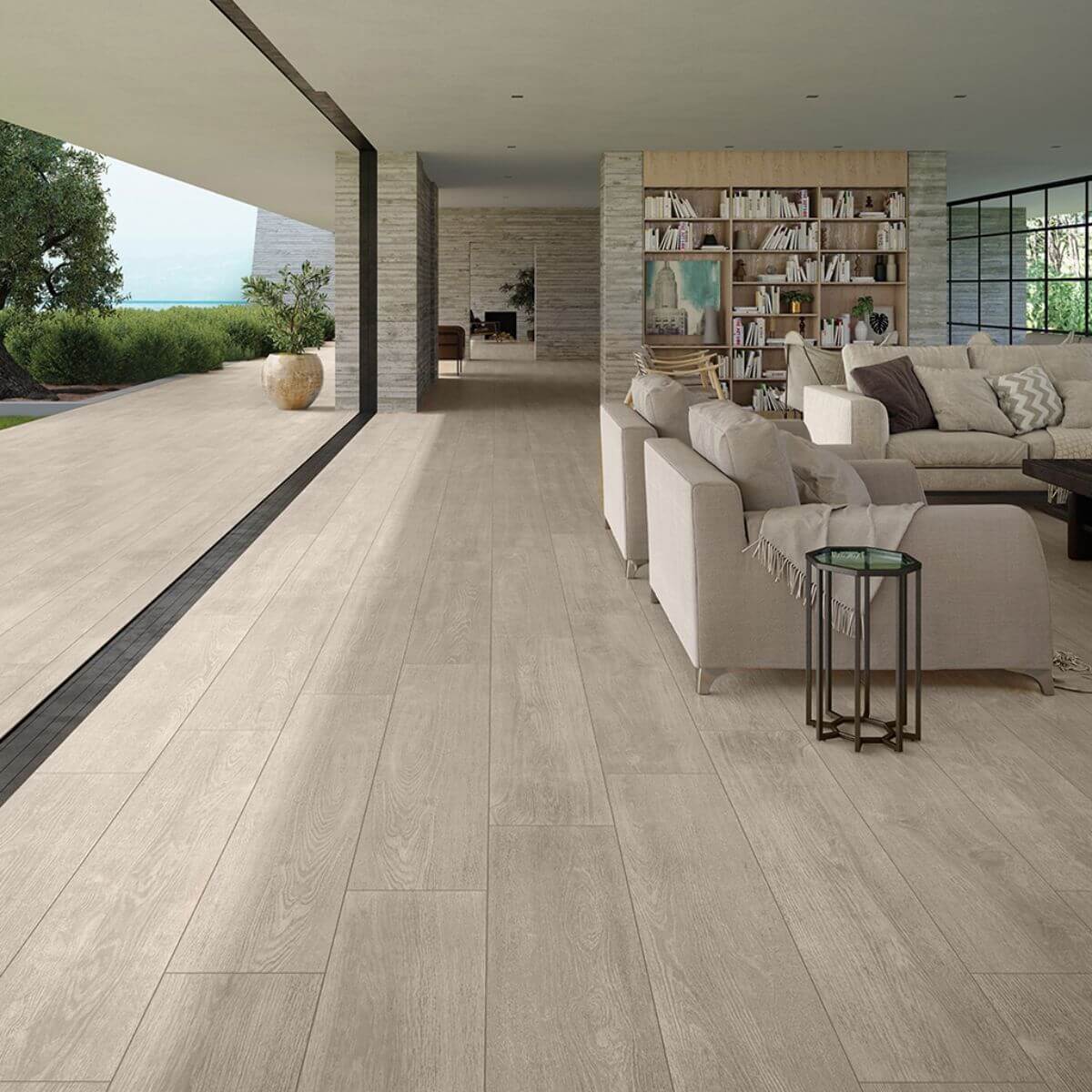 Porcelanato Símil Madera Larix Gris RC Slip-Stop  23x120 cm | Vedek Revestimientos