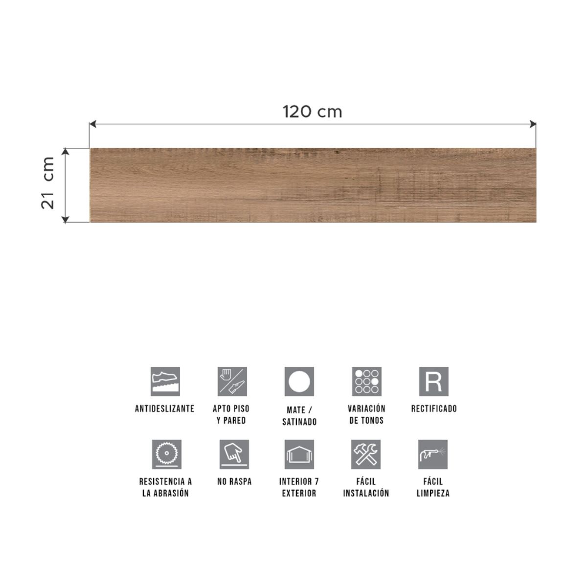 Porcelanato Símil Madera Lapacho Cerro Negro - 21x120 CM | Vedek Revestimientos