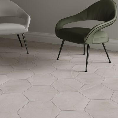 Porcelanato Hexagonal Mini Piú Marfil  20,5 x 23,5 cm | Vedek Revestimientos