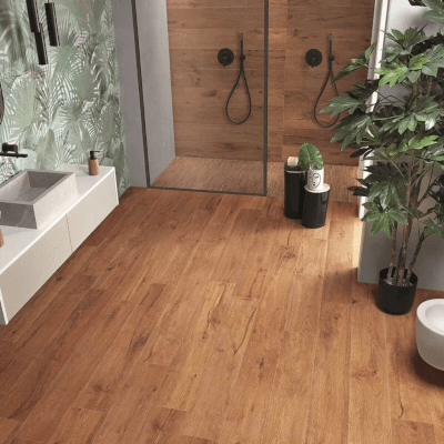 Porcelanato Símil Madera Casterly Caoba 23,3x120 cm | Vedek Revestimientos